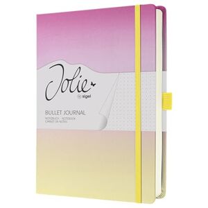 Sigel JB101 Carnet de notes bullet journal, A5+, pointillé, couverture rigide, 200 pages papier 120 g/m² pour hand lettering, organisation & journaling fermeture élastique, rose/jaune Jolie - Publicité Sigel JB101 Carnet de notes bullet journal, A5+, pointillé, couverture rigide, 200 pages papier 120 g/m² pour hand lettering, organisation & journaling fermeture élastique, rose/jaune Jolie - Publicité
