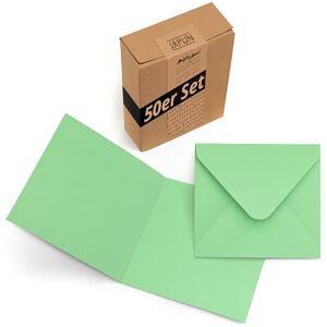 Japun lot de 50 cartes pliantes vierges carrées comprenant des enveloppes, des cartes pliantes pour la conception, l'étiquetage ou l'impression vert - Publicité Japun lot de 50 cartes pliantes vierges carrées comprenant des enveloppes, des cartes pliantes pour la conception, l'étiquetage ou l'impression vert - Publicité