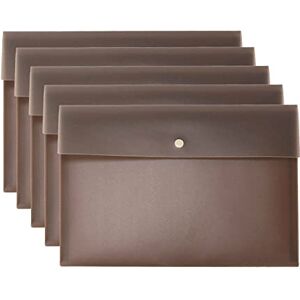 VANRA Lot de 5 enveloppes A4 en plastique avec fermeture à bouton-pression pour documents, format A4 (marron) - Publicité VANRA Lot de 5 enveloppes A4 en plastique avec fermeture à bouton-pression pour documents, format A4 (marron) - Publicité