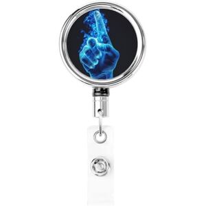 Woshuwo Enrouleur de badge rétractable en métal avec index pointant la main dans un porte-badge bleu rotatif pour carte d'identité à suspendre pour infirmière, médecin, enseignant, bureau - Publicité Woshuwo Enrouleur de badge rétractable en métal avec index pointant la main dans un porte-badge bleu rotatif pour carte d'identité à suspendre pour infirmière, médecin, enseignant, bureau - Publicité