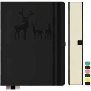 Qefuna Carnet de notes A5 Ligné,Bullet Journal A5 Épais,360Pages, Couverture rigide en cuir, Papier 100gsm Ligné pour Femmes Bureau Hommes École Journal, 14.5 x 21cm,Noir - Publicité Qefuna Carnet de notes A5 Ligné,Bullet Journal A5 Épais,360Pages, Couverture rigide en cuir, Papier 100gsm Ligné pour Femmes Bureau Hommes École Journal, 14.5 x 21cm,Noir - Publicité