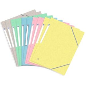 Oxford Topfile+ 10 Pochettes Cartonnées 3 Rabats Format A4 fermeture Elastiques 5 Couleurs Pastel - Publicité Oxford Topfile+ 10 Pochettes Cartonnées 3 Rabats Format A4 fermeture Elastiques 5 Couleurs Pastel - Publicité