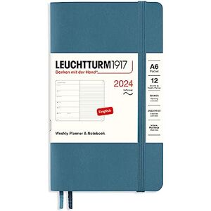 LEUCHTTURM1917 367802 Calendrier hebdomadaire et carnet de notes à couverture souple de poche (A6) 2024, 12 mois, bleu pierre, anglais - Publicité LEUCHTTURM1917 367802 Calendrier hebdomadaire et carnet de notes à couverture souple de poche (A6) 2024, 12 mois, bleu pierre, anglais - Publicité