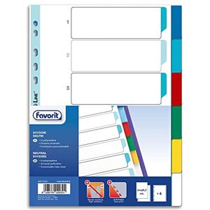 Favorit 400132501 Intercalaires neutres avec 6 intercalaires colorés pour école bureau maison A4 - Publicité Favorit 400132501 Intercalaires neutres avec 6 intercalaires colorés pour école bureau maison A4 - Publicité