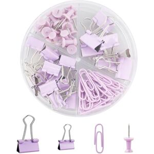 CIJIAINIENG Lot de 72 pinces à papier, punaises avec boîte de rangement, accessoires de bureau pour la maison, l'école, le bureau, violet - Publicité CIJIAINIENG Lot de 72 pinces à papier, punaises avec boîte de rangement, accessoires de bureau pour la maison, l'école, le bureau, violet - Publicité