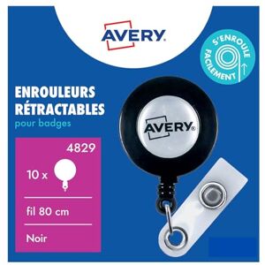 Avery – 10 Enrouleurs Rétractables pour Badges avec Lanière Bouton Pression – Fil Extensible 80 cm – Clip Métal Ceinture ou Poche – Compatibles avec Tous Types de Porte-Cartes – Coloris Noir - Publicité Avery – 10 Enrouleurs Rétractables pour Badges avec Lanière Bouton Pression – Fil Extensible 80 cm – Clip Métal Ceinture ou Poche – Compatibles avec Tous Types de Porte-Cartes – Coloris Noir - Publicité