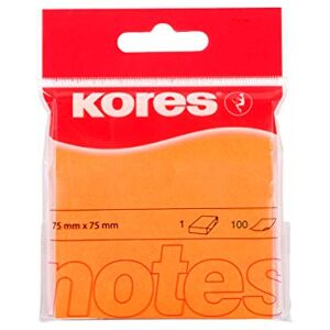 Kores Notes Autocollantes Orange, Bloc-Notes Autoadhésif de Couleur Néon, 75 x 75mm, Paquet de 1 Bloc de 100 Feuilles - Publicité Kores Notes Autocollantes Orange, Bloc-Notes Autoadhésif de Couleur Néon, 75 x 75mm, Paquet de 1 Bloc de 100 Feuilles - Publicité