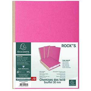 Exacompta Réf. 416003E Paquet de 10 chemises rigidesà soufflet dos toilé ROCK''S 320 g/m² dos de 30 mm chemises certifiées PEFC™ dimensions 24 x 32cm pour documents format A4 couleur rose - Publicité Exacompta Réf. 416003E Paquet de 10 chemises rigidesà soufflet dos toilé ROCK''S 320 g/m² dos de 30 mm chemises certifiées PEFC™ dimensions 24 x 32cm pour documents format A4 couleur rose - Publicité