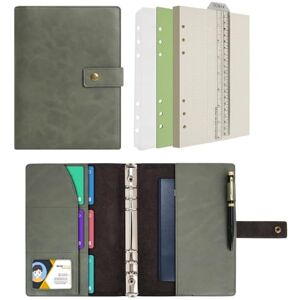 Wonderpool Carnet de notes rechargeable en cuir Papier à pois intérieur en cuir véritable pour le travail de voyage et l'organisateur (Vert, A5) - Publicité Wonderpool Carnet de notes rechargeable en cuir Papier à pois intérieur en cuir véritable pour le travail de voyage et l'organisateur (Vert, A5) - Publicité