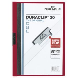Durable 220031 DURACLIP 60, Fichier clip pour 1 à 60 feuilles A4 – Lot de 25 30 feuilles rouge foncé - Publicité Durable 220031 DURACLIP 60, Fichier clip pour 1 à 60 feuilles A4 – Lot de 25 30 feuilles rouge foncé - Publicité