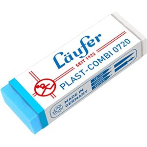 Lebez Läufer 00720 Plast-Combi 0720 gomme pour crayons à papier et de couleur, encres et encres de chine, transparente-bleue - Publicité Lebez Läufer 00720 Plast-Combi 0720 gomme pour crayons à papier et de couleur, encres et encres de chine, transparente-bleue - Publicité