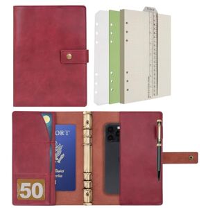 Wonderpool Carnet de notes rechargeable en cuir Papier à pois intérieur en cuir véritable pour le travail de voyage et l'organisateur (Rouge vin, A5) - Publicité Wonderpool Carnet de notes rechargeable en cuir Papier à pois intérieur en cuir véritable pour le travail de voyage et l'organisateur (Rouge vin, A5) - Publicité