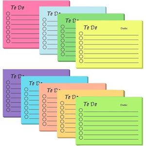YUNYU Lot de 9 notes autocollantes lignées 7,6 x 10,2 cm, 9 couleurs assorties pour bureau, école et planification maison, fournitures accessoires bureau - Publicité YUNYU Lot de 9 notes autocollantes lignées 7,6 x 10,2 cm, 9 couleurs assorties pour bureau, école et planification maison, fournitures accessoires bureau - Publicité