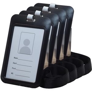 BAWAKO Lot de 4 pochettes pour carte d'identité, porte-carte d'identité avec cordon tour de cou, porte-badge en plastique rigide (noir) - Publicité BAWAKO Lot de 4 pochettes pour carte d'identité, porte-carte d'identité avec cordon tour de cou, porte-badge en plastique rigide (noir) - Publicité