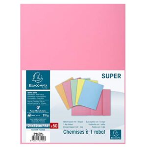 Exacompta Réf. 339003E Paquet de 50 chemises rigides avec 1 rabat SUPER 210 g/m² couleurs pastel chemises certifiées PEFC™- dimensions 24 x 32 cm pour documents format A4 couleur rose - Publicité Exacompta Réf. 339003E Paquet de 50 chemises rigides avec 1 rabat SUPER 210 g/m² couleurs pastel chemises certifiées PEFC™- dimensions 24 x 32 cm pour documents format A4 couleur rose - Publicité