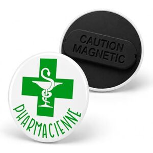Badgmania Badge Magnétique 3.8cm Pharmacienne Caducée Esculape Croix Verte Fond Blanc Identifiant Pharmacie - Publicité Badgmania Badge Magnétique 3.8cm Pharmacienne Caducée Esculape Croix Verte Fond Blanc Identifiant Pharmacie - Publicité
