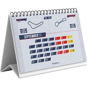RaceTracks.pl Calendrier de bureau F1 2026 A5 Agenda pratique de la saison de Formule 1 avec graphiques d'hippodrome, dates du Grand Prix et section de typage des résultats, papier premium 300 g/m² - Publicité RaceTracks.pl Calendrier de bureau F1 2026 A5 Agenda pratique de la saison de Formule 1 avec graphiques d'hippodrome, dates du Grand Prix et section de typage des résultats, papier premium 300 g/m² - Publicité