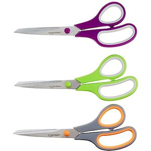 Amazon Basics Lot de 3 Ciseaux en Acier Inoxydable, Prise Confortable, Multifonction, Polyvalent, Revêtement PVD, Bureau, Maison, Cuisine, Multicolore - Publicité Amazon Basics Lot de 3 Ciseaux en Acier Inoxydable, Prise Confortable, Multifonction, Polyvalent, Revêtement PVD, Bureau, Maison, Cuisine, Multicolore - Publicité