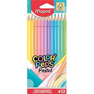 Maped Crayons de Couleur Color'Peps Pastels en Bois 12 Couleurs Douces et Acidulées Triangulaire Ergonomique Conforme à la Réglementation des Jouets Pochette Carton de 12 Crayons - Publicité Maped Crayons de Couleur Color'Peps Pastels en Bois 12 Couleurs Douces et Acidulées Triangulaire Ergonomique Conforme à la Réglementation des Jouets Pochette Carton de 12 Crayons - Publicité