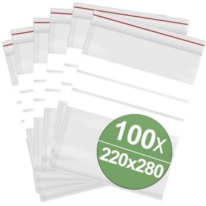 Quadrios Sacs à fermeture par pression Avec bande d'identification 220 mm x 280 mm (l x H) En polyéthylène transparent - Publicité Quadrios Sacs à fermeture par pression Avec bande d'identification 220 mm x 280 mm (l x H) En polyéthylène transparent - Publicité