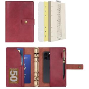 Wonderpool Carnet de notes rechargeable en cuir Papier à pois intérieur en cuir véritable pour le travail de voyage et l'organisateur (Rouge vin, A6) - Publicité Wonderpool Carnet de notes rechargeable en cuir Papier à pois intérieur en cuir véritable pour le travail de voyage et l'organisateur (Rouge vin, A6) - Publicité
