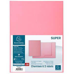 Exacompta Réf. 332003E Paquet de 50 chemises rigides avec 2 rabats SUPER 210 g/m² couleurs pastel chemises certifiées PEFC™- dimensions 24 x 32 cm pour documents format A couleur rose - Publicité Exacompta Réf. 332003E Paquet de 50 chemises rigides avec 2 rabats SUPER 210 g/m² couleurs pastel chemises certifiées PEFC™- dimensions 24 x 32 cm pour documents format A couleur rose - Publicité