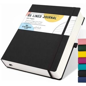 STATIONERY ISLAND B5 Carnet de Notes, Carnet Ligné Épais de 320 Pages, Journal Ligné avec Couverture Rigide de 100gsm pour Écrire, Travailler, Étudier, Agenda,Noir - Publicité STATIONERY ISLAND B5 Carnet de Notes, Carnet Ligné Épais de 320 Pages, Journal Ligné avec Couverture Rigide de 100gsm pour Écrire, Travailler, Étudier, Agenda,Noir - Publicité