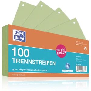 Oxford Lot de 100 intercalaires perforés en carton vert 190 g/m² - Publicité Oxford Lot de 100 intercalaires perforés en carton vert 190 g/m² - Publicité