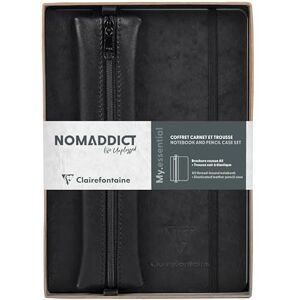 Clairefontaine 793438C Collection Nomaddict (ex Age Bag) Coffret Un Carnet Élastiqué Cousu My.Essential A5 192 Pages DOT + Une Trousse Plate avec Élastique en Véritable Cuir d'Agneau Noir - Publicité Clairefontaine 793438C Collection Nomaddict (ex Age Bag) Coffret Un Carnet Élastiqué Cousu My.Essential A5 192 Pages DOT + Une Trousse Plate avec Élastique en Véritable Cuir d'Agneau Noir - Publicité