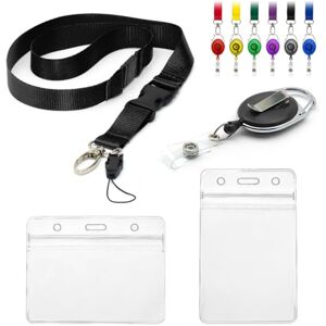 CKB LTD Lot de 4 cordons avec porte-cartes, comprenant 1 cordon de sécurité amovible, 1 clip rétractable Yo Yo, 2 badges d'identification transparents et étanches, pochettes d'identité en plastique d - Publicité CKB LTD Lot de 4 cordons avec porte-cartes, comprenant 1 cordon de sécurité amovible, 1 clip rétractable Yo Yo, 2 badges d'identification transparents et étanches, pochettes d'identité en plastique d - Publicité
