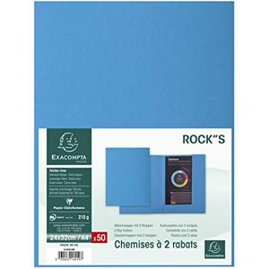 Exacompta Réf. 216019E Paquet de 50 chemises rigides avec 2 rabats ROCK''S 210 g/m² couleurs vives chemises certifiées PEFC™ dimensions 24 x 32 cm pour documents format A4 couleur bleu - Publicité Exacompta Réf. 216019E Paquet de 50 chemises rigides avec 2 rabats ROCK''S 210 g/m² couleurs vives chemises certifiées PEFC™ dimensions 24 x 32 cm pour documents format A4 couleur bleu - Publicité