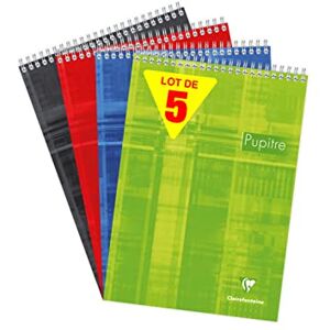 Clairefontaine 8150C Lot de 5 Blocs Pupitre à Spirale en-Tête A4 21x29,7 cm 160 Pages Détachables Unies Blanches Papier Blanc 90 g Couverture Carte Pelliculée Couleurs Aléatoires - Publicité Clairefontaine 8150C Lot de 5 Blocs Pupitre à Spirale en-Tête A4 21x29,7 cm 160 Pages Détachables Unies Blanches Papier Blanc 90 g Couverture Carte Pelliculée Couleurs Aléatoires - Publicité
