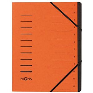 Pagna Trieur cartonné agrafé sans soufflet+ élastique pour A4 12 compartiments Orange - Publicité Pagna Trieur cartonné agrafé sans soufflet+ élastique pour A4 12 compartiments Orange - Publicité