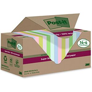 Post-It Notes Autocollantes Super Sticky, Recyclés, 14 Blocs + 4 GRATUITS, 70 Feuilles par Bloc, 76 mm x 76 mm Notes Autocollantes Fabriquées à partir de Papier 100% Recyclé - Publicité Post-It Notes Autocollantes Super Sticky, Recyclés, 14 Blocs + 4 GRATUITS, 70 Feuilles par Bloc, 76 mm x 76 mm Notes Autocollantes Fabriquées à partir de Papier 100% Recyclé - Publicité