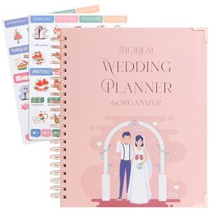 JUNART Beau agenda et organisateur de mariage 29 x 23 cm détaillé rose avec autocollants, cadeau de fiançailles pour couples d'engagements, mariés et mariés - Publicité JUNART Beau agenda et organisateur de mariage 29 x 23 cm détaillé rose avec autocollants, cadeau de fiançailles pour couples d'engagements, mariés et mariés - Publicité