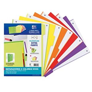Oxford Séparateurs A4 5 positions PP couleurs vives assorties - Publicité Oxford Séparateurs A4 5 positions PP couleurs vives assorties - Publicité