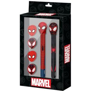 Marvel Spiderman Peter-Pack de Stylo Gel Effaçable + Crayon Éternel + 4 Gommes, Noir, 14 x 23 cm - Publicité Marvel Spiderman Peter-Pack de Stylo Gel Effaçable + Crayon Éternel + 4 Gommes, Noir, 14 x 23 cm - Publicité