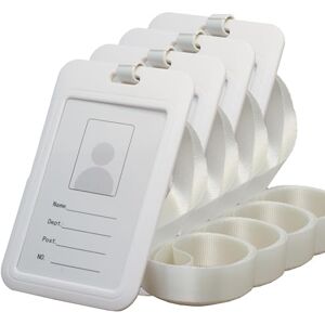 BAWAKO Lot de 4 pochettes pour carte d'identité, porte-carte d'identité avec cordon tour de cou, porte-badge en plastique rigide (blanc) - Publicité BAWAKO Lot de 4 pochettes pour carte d'identité, porte-carte d'identité avec cordon tour de cou, porte-badge en plastique rigide (blanc) - Publicité