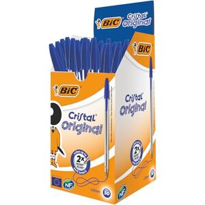 BIC Cristal Original Stylos-Bille Pointe Moyenne (1,0 mm)- Parfait pour l'Ecole et au Bureau) Bleu, Boîte de 50 - Publicité BIC Cristal Original Stylos-Bille Pointe Moyenne (1,0 mm)- Parfait pour l'Ecole et au Bureau) Bleu, Boîte de 50 - Publicité
