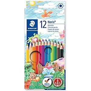 Staedtler Noris 144, Crayons de couleur de haute qualité avec système anti-casse, Mine douce de 3 mm, Étui carton avec 12 couleurs vives différentes, 144 NC12 - Publicité Staedtler Noris 144, Crayons de couleur de haute qualité avec système anti-casse, Mine douce de 3 mm, Étui carton avec 12 couleurs vives différentes, 144 NC12 - Publicité