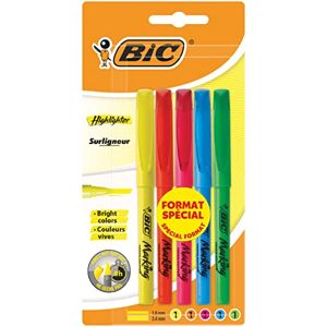 BIC Highlighter Surligneurs Pointe Biseautée, 5 unités - Publicité BIC Highlighter Surligneurs Pointe Biseautée, 5 unités - Publicité