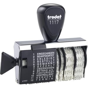 Trodat Classic 1117 Tampon dateur avec bande de mots, mois allemands, empreinte d'environ 6 x 56 mm - Publicité Trodat Classic 1117 Tampon dateur avec bande de mots, mois allemands, empreinte d'environ 6 x 56 mm - Publicité