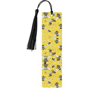 NPOREJKNGF Marque-page exquis en bois jaune citron et abeille – Impression complète double face, fabriqué à partir de bois de peuplier pour livres et journaux - Publicité NPOREJKNGF Marque-page exquis en bois jaune citron et abeille – Impression complète double face, fabriqué à partir de bois de peuplier pour livres et journaux - Publicité