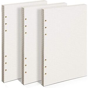 CYH Lot de 3 Recharge Papier A5 6 Trous Papier de Recharges Quadrillé Feuillets Mobiles pour A5 Carnet Rechargeable Journal Cahier Agenda, 135 Feuilles/270 Pages, Blanc, (Rutig) - Publicité CYH Lot de 3 Recharge Papier A5 6 Trous Papier de Recharges Quadrillé Feuillets Mobiles pour A5 Carnet Rechargeable Journal Cahier Agenda, 135 Feuilles/270 Pages, Blanc, (Rutig) - Publicité