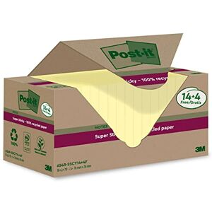 Post-It Notes Autocollantes Super Sticky, Recyclés, Pack Promo de 14 Blocs + 4 GRATUITS, 70 Feuilles par Bloc, 76 mm x 76 mm, Jaune Notes Autocollantes Fabriquées à partir de Papier 100% Recyclé - Publicité Post-It Notes Autocollantes Super Sticky, Recyclés, Pack Promo de 14 Blocs + 4 GRATUITS, 70 Feuilles par Bloc, 76 mm x 76 mm, Jaune Notes Autocollantes Fabriquées à partir de Papier 100% Recyclé - Publicité
