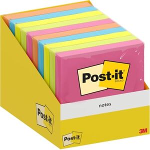 Post-It Notes Autocollantes, Couleurs Assorties, 10 Blocs, 100 Feuilles par Bloc, 76 mm x 76 mm, Paquet de Carton, 100% PEFC Feuillets Adhésifs pour Prise de Notes, Listes de Tâches et Rappels - Publicité Post-It Notes Autocollantes, Couleurs Assorties, 10 Blocs, 100 Feuilles par Bloc, 76 mm x 76 mm, Paquet de Carton, 100% PEFC Feuillets Adhésifs pour Prise de Notes, Listes de Tâches et Rappels - Publicité