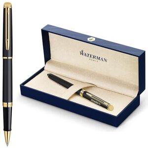 Waterman Hémisphère Roller à encre avec gravure – Instrument d'écriture de luxe personnalisé – Élégant cadeau pour femmes et hommes – Encre bleue (MATT NOIR G.C.) - Publicité Waterman Hémisphère Roller à encre avec gravure – Instrument d'écriture de luxe personnalisé – Élégant cadeau pour femmes et hommes – Encre bleue (MATT NOIR G.C.) - Publicité