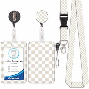 Viojrlly Porte Badge avec Cordon Tour De Cou avec Porte-Cartes, Porte Carte avec Enrouleurs de Badge Rétractable, Swivel Lobster Clasp, Détachable Lanyard, pour porte badge d'Identification (Carreaux Marron-2) - Publicité Viojrlly Porte Badge avec Cordon Tour De Cou avec Porte-Cartes, Porte Carte avec Enrouleurs de Badge Rétractable, Swivel Lobster Clasp, Détachable Lanyard, pour porte badge d'Identification (Carreaux Marron-2) - Publicité
