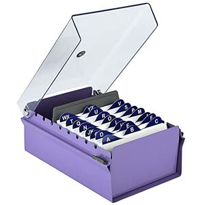 Acrimet Boîte à Fiches Organisateur 3'' x 5’', Base en Métal Robuste (Index AZ et un Séparateur Plastique Inclus) (Base Violet avec Couvercle Transparent) - Publicité Acrimet Boîte à Fiches Organisateur 3'' x 5’', Base en Métal Robuste (Index AZ et un Séparateur Plastique Inclus) (Base Violet avec Couvercle Transparent) - Publicité