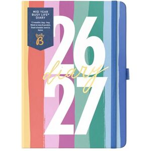 Busy B Agenda scolaire A5 Busy Life août 2026/août 2027 Journal semainier avec double planning, calendrier annuel, passant pour stylo, pochettes et fermeture élastique Rayures multicolores - Publicité Busy B Agenda scolaire A5 Busy Life août 2026/août 2027 Journal semainier avec double planning, calendrier annuel, passant pour stylo, pochettes et fermeture élastique Rayures multicolores - Publicité